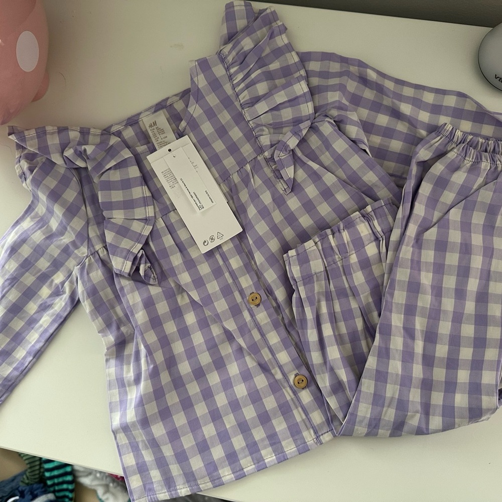 Lavender Checkered Pajama Set